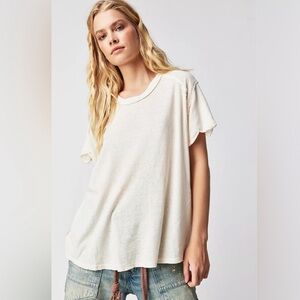 Free People Care FP Linen Blend BF Tee